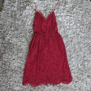 Aooksmery Elegant Red Lace Dress